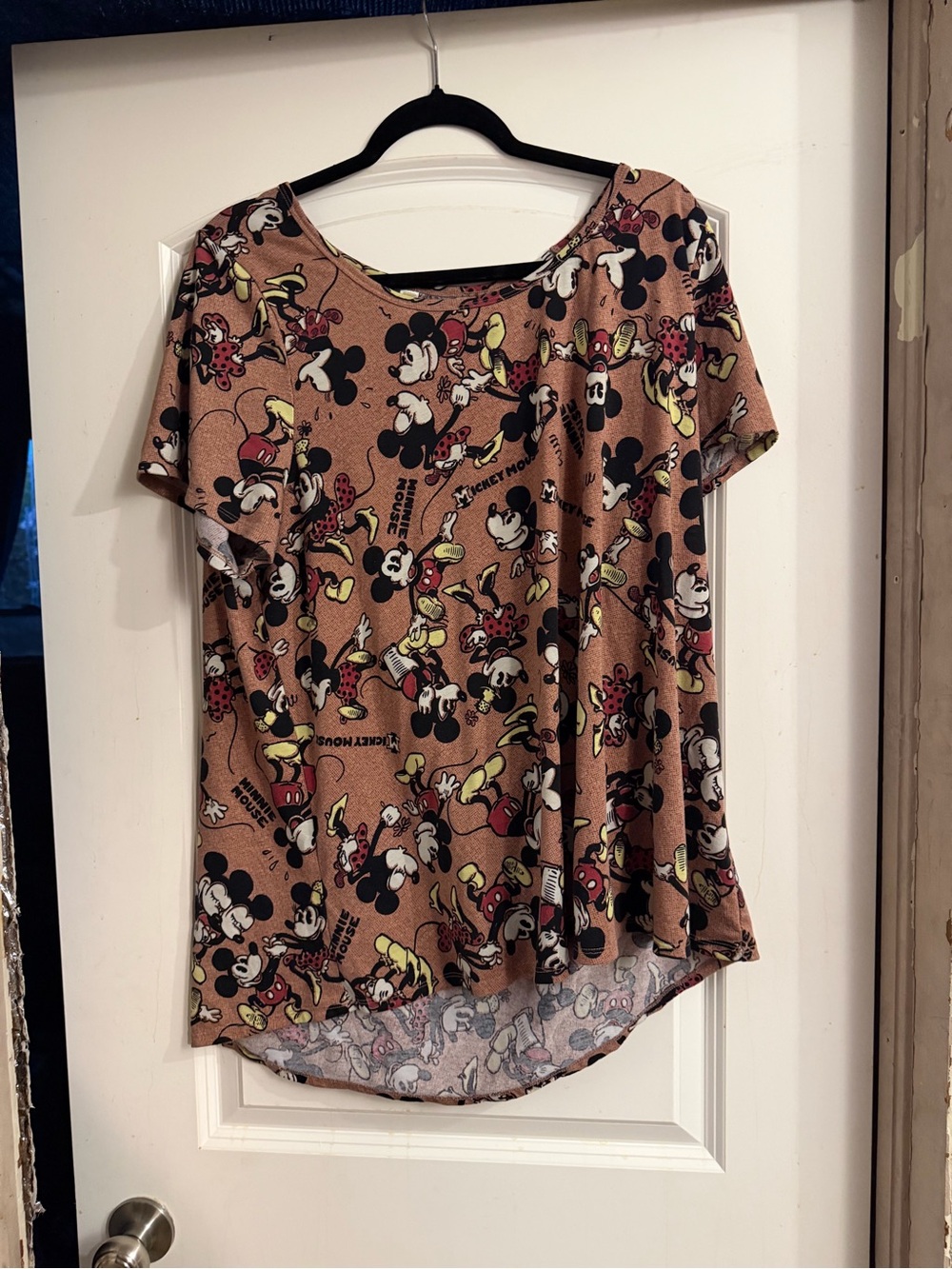 LuLaRoe Brown Short Sleeve Graphic Tee with Playful Print